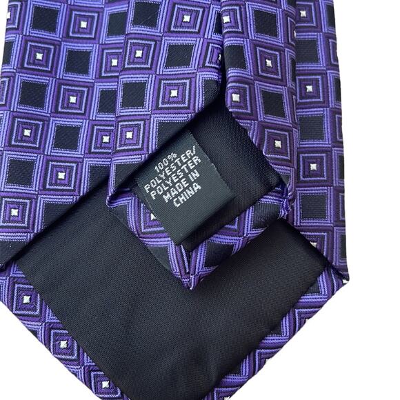 Arrow purple & black small squares tie - Picture 5 of 7
